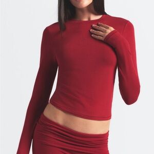 SKIMS Cotton Jersey Long Sleeve T-Shirt, XS Color:Brick | NWT NEVER WORN